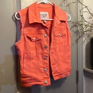 Juniors American Rag peach colored jean vest- Size small- $10